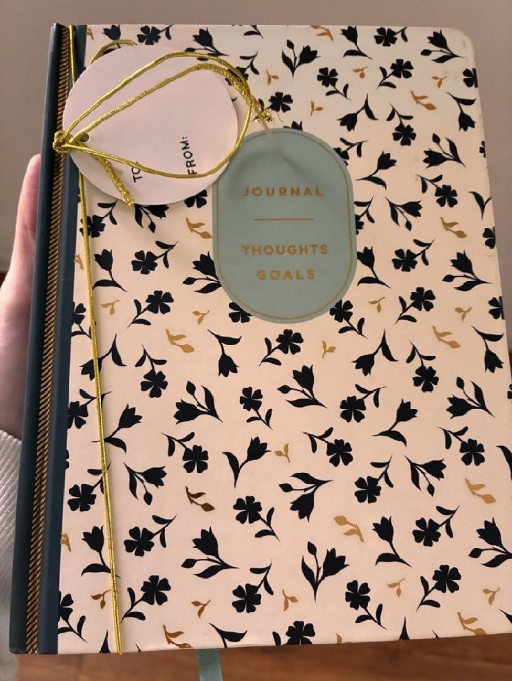 Journal Notebook - Floral Green & Cream Pattern